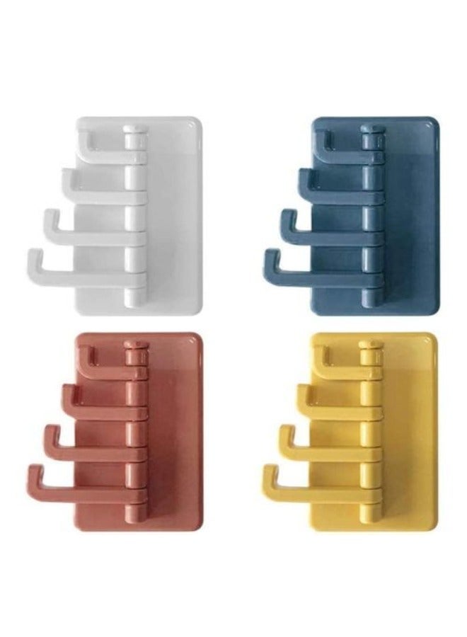 شماعة ملابس مع لاصقات 4 خطافات قطعة واحدة - Image 1