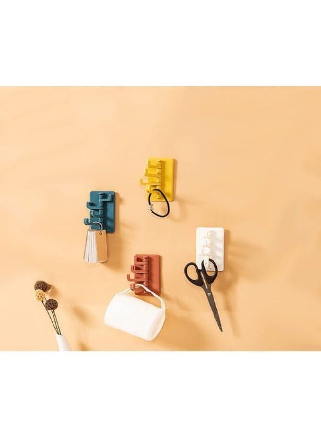 شماعة ملابس مع لاصقات 4 خطافات قطعة واحدة - Image 4