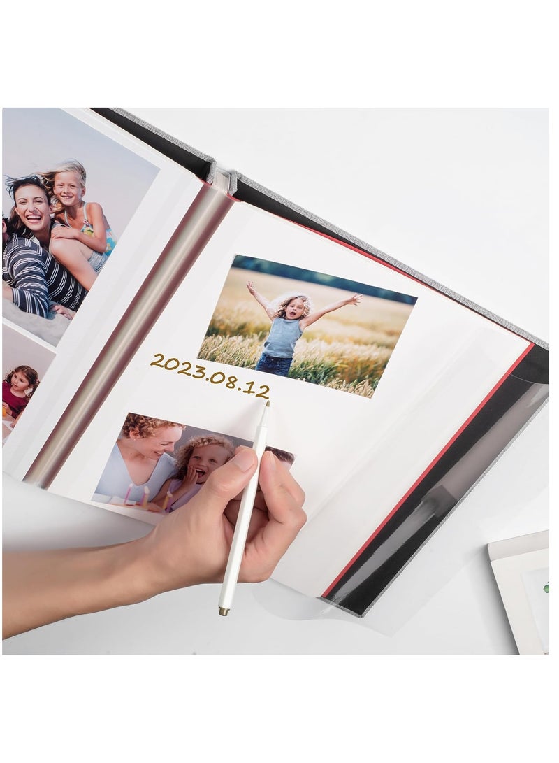 Large Photo Album Scrapbook with Window Linen Self Adhesive Scrap Book Wedding Anniversary Birthday Valentines Day 28cm x 27cm Vintage Blank Pages Memory Book (Gray) - Image 4