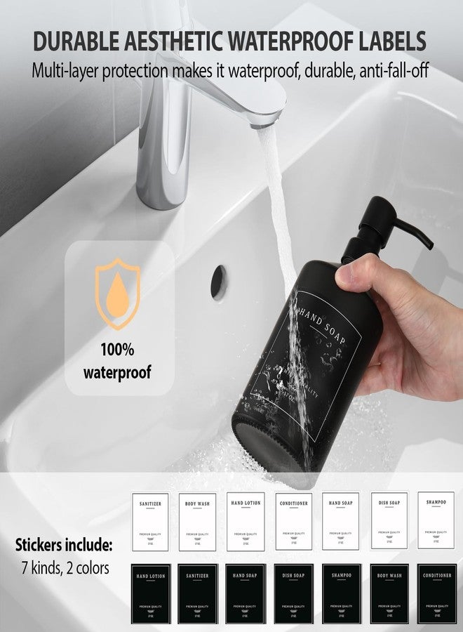 eggs sound Matte Black Soap Dispenser Set, 17 OZ Hand and Dish Soap Dispenser Set, Bathroom Refillable Soap and Lotion Dispenser Set with Stainless Pump, Modern Liquid Soap Bottle Set(Black Bottle/Black Pump) - Image 4