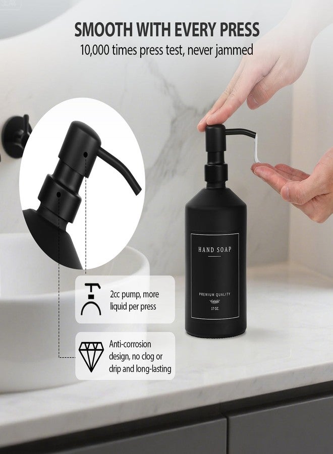 eggs sound Matte Black Soap Dispenser Set, 17 OZ Hand and Dish Soap Dispenser Set, Bathroom Refillable Soap and Lotion Dispenser Set with Stainless Pump, Modern Liquid Soap Bottle Set(Black Bottle/Black Pump) - Image 3