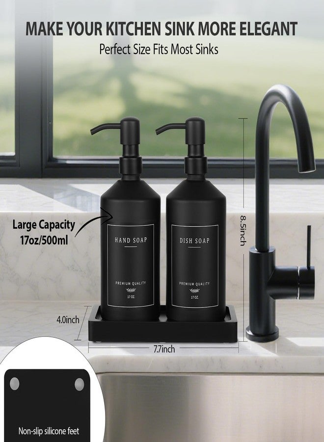 eggs sound Matte Black Soap Dispenser Set, 17 OZ Hand and Dish Soap Dispenser Set, Bathroom Refillable Soap and Lotion Dispenser Set with Stainless Pump, Modern Liquid Soap Bottle Set(Black Bottle/Black Pump) - Image 2