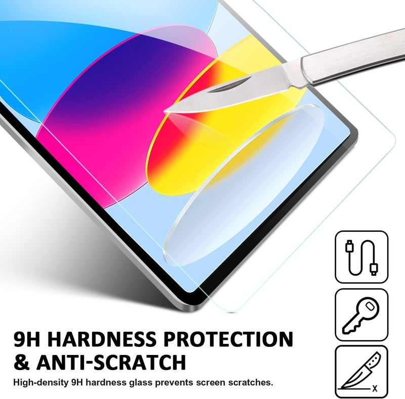 ANYOUI Pack Screen Protector For Ipad 10Th Generation 2022, Screen Protector A2696/A2757/A2777， 9H Hardness Tempered Glass Film For Ipad 10 Screen Protector, 10.9 Inch, Hd Clear - Image 3