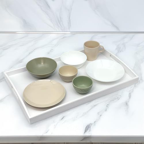 Bamboo Bam & Boo White Bamboo Serving Tray Extra Large with Handles for Food, Drinks, Storage, Decor, Vanity, Breakfast, Parties, Weddings, Picnics(23.6” x 15” x 2.35”, White) - Image 3