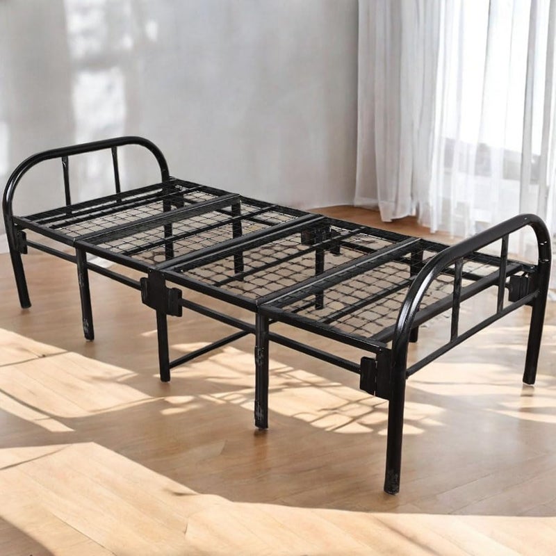 sahaba Folding Bed 190 x 90cm, Portable Foldable Beds Strong Sturdy Frame, Bed Frame for Home and Office (Black) - Image 1