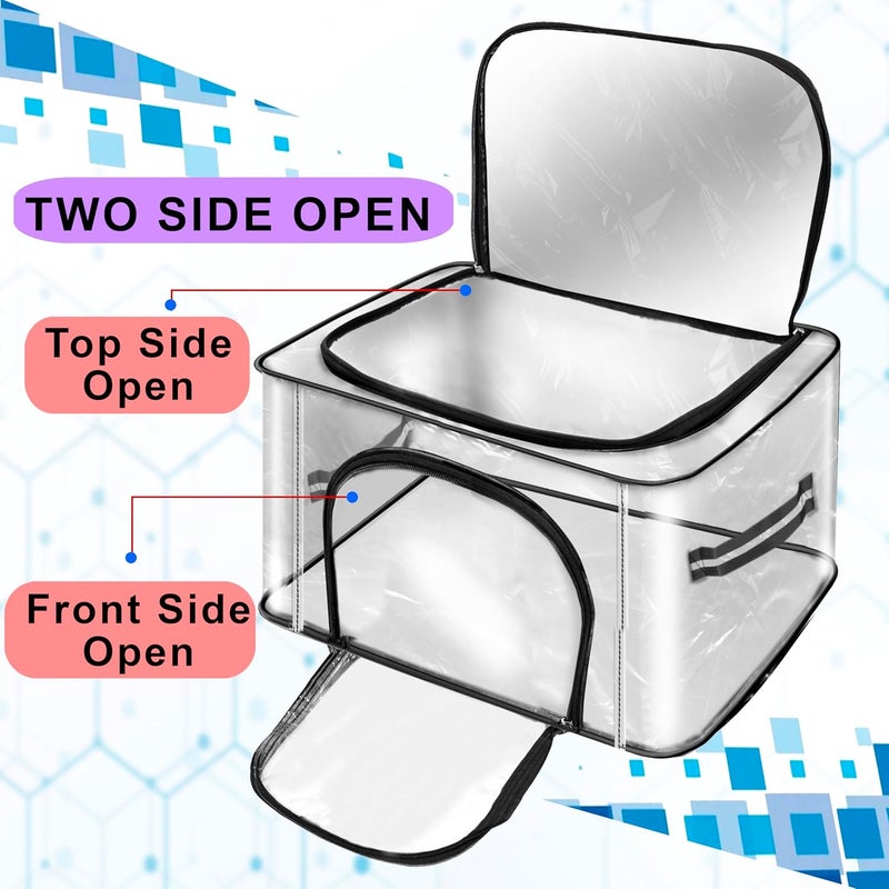 Storite 2 Pack 28 L Transparent PVC Wardrobe Bag Underbed Moisture Proof Cloth Storage Organizer Storage box for Clothes Saree Bags with Zippered Closure Handle 44 x 31 x 21 cm - Image 3
