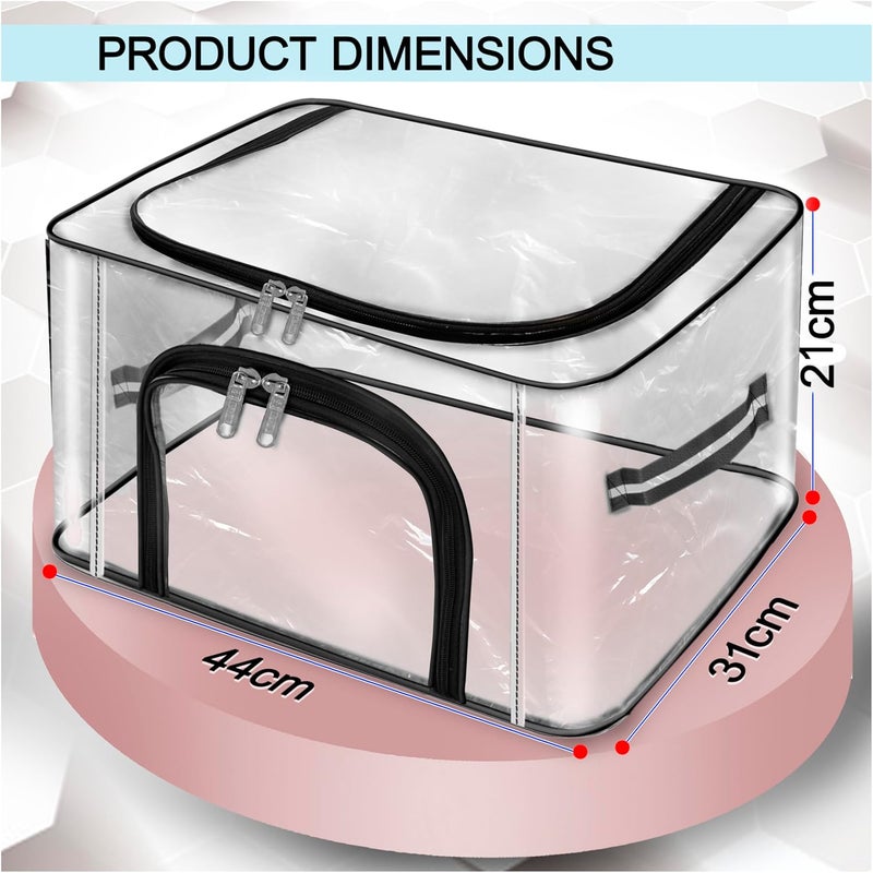 Storite 2 Pack 28 L Transparent PVC Wardrobe Bag Underbed Moisture Proof Cloth Storage Organizer Storage box for Clothes Saree Bags with Zippered Closure Handle 44 x 31 x 21 cm - Image 2