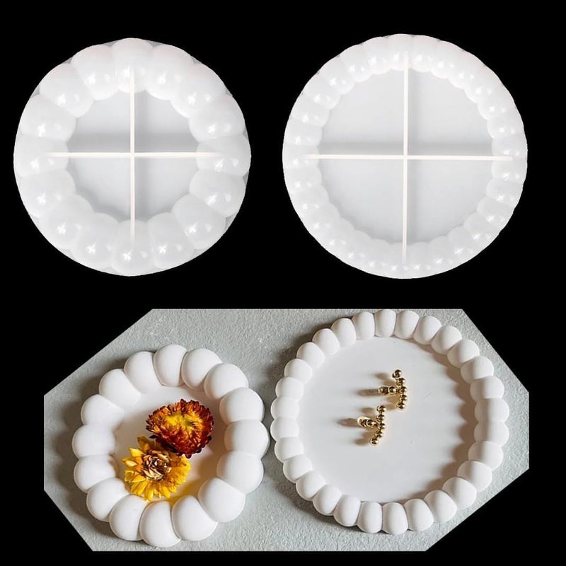 BRIGHTAIL INFRA 2PCS Bubble Tray Mold Silicone Tray Coaster Mold Epoxy Resin Casting Gypsum Eco Casting Powder Concrete Cement Mould Cute Jewelry Trinket Plate Candle Holder Mold DIY Resin Polymer Clay Art Craft Supplies Home Decor Ideal Gift