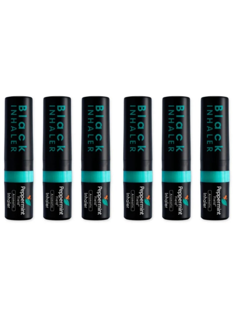 Peppermint Field Aromatics Nasal Inhaler Black 2ml – Pack of 6 | Natural Relief for Nasal Congestion & Refreshing Breath - Image 1