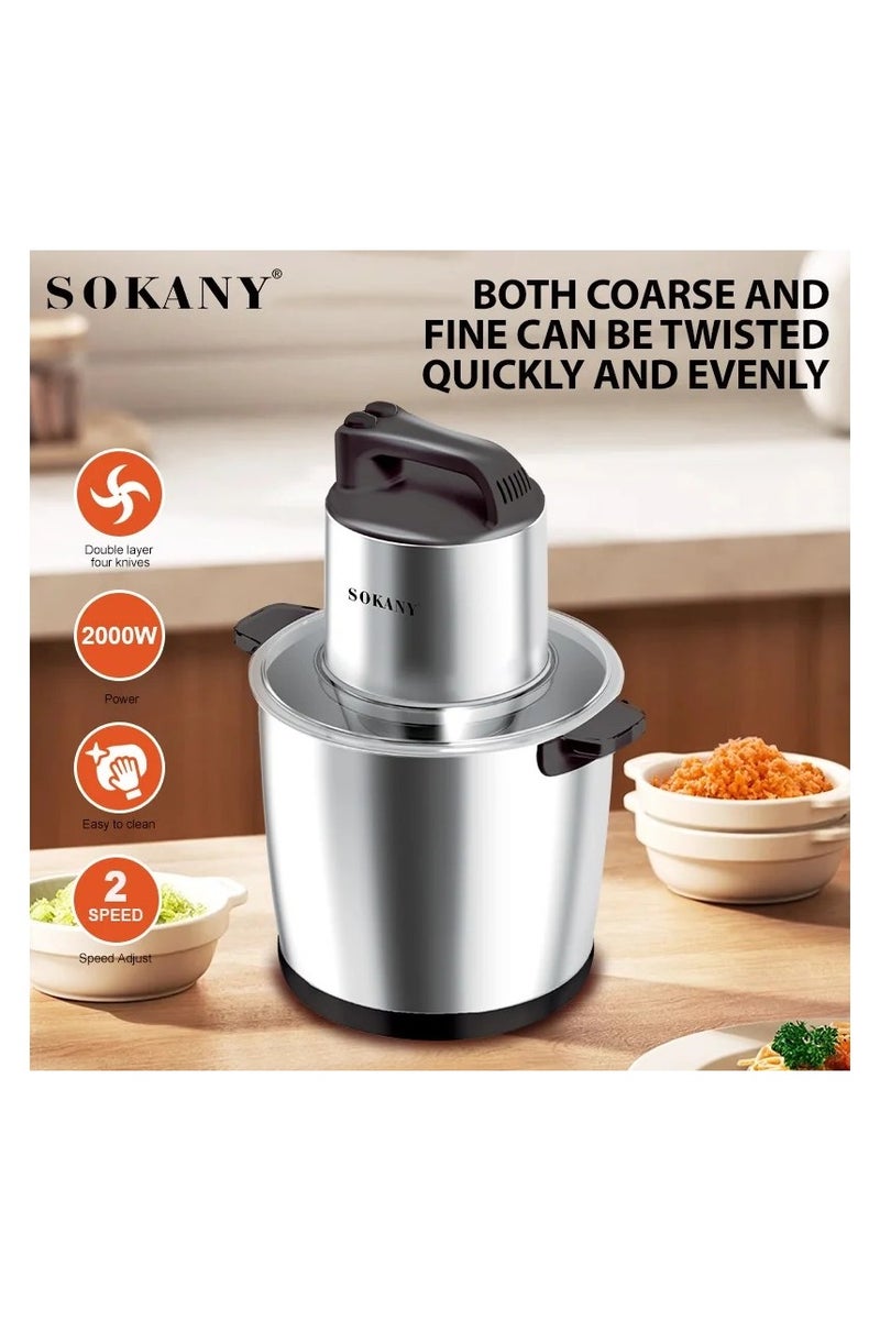 Sokany Chopper, 10 Liters, 2000 Watts, Silver - SK-666666 - Image 1