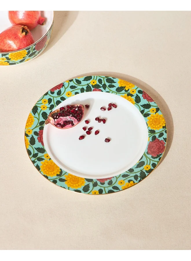Royal Tusker Dinner Plate, 10"dia | Palace Memoirs | Gold Rim