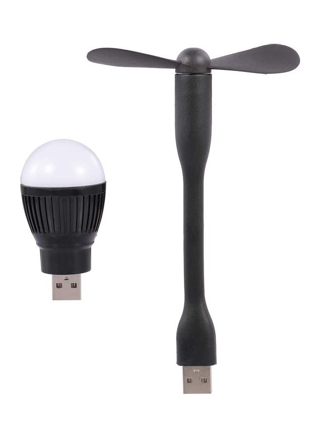 Loquat USB Lightbulb and Mini Fan for Power Bank/Laptop/Power Adapter (Black) Multicolour  - Image 1