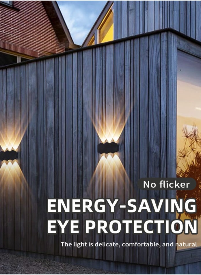 مودي قطعتان من مصابيح الحائط LED بتصميم خلية النحل | شمعدان حائطي مزخرف للأعلى والأسفل | مصباح حائط داخلي وخارجي | تصميم عصري أسود أو أبيض للسياج، والفناء، والجدران الخارجية/الداخلية (6 * 2 واط - أسود - أبيض دافئ - 1100 لومن) - Image 3