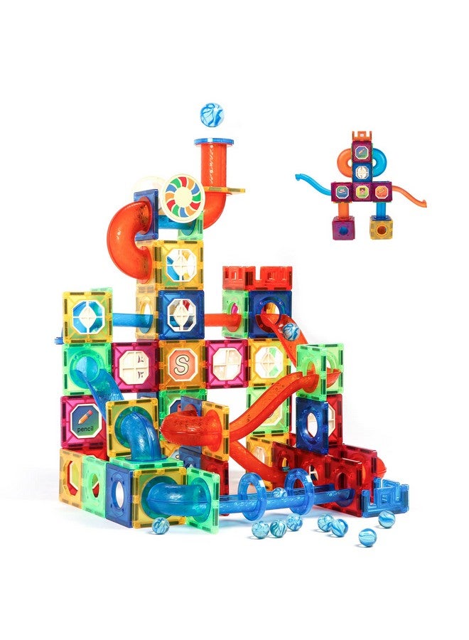 Magblock 176 Pcs Marble Run Magnetic Tiles Set Stem Building Blocks Gift For Boy Girls Develop Children'S Brain And Learning Educational Magnet Tiles For Age 48 Toys - Image 1
