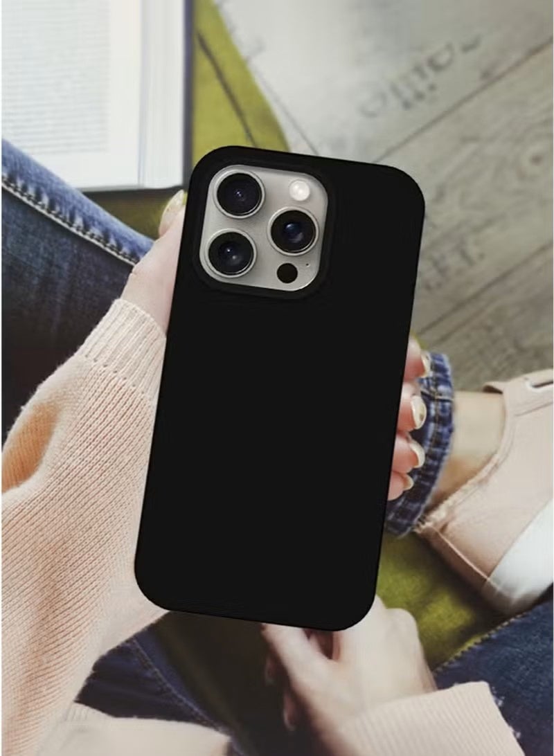 general Ultra-Slim Liquid Silicone Case for iPhone 15 Pro Max – Premium Soft-Touch Protective Cover with Microfiber Lining – Black - Image 1