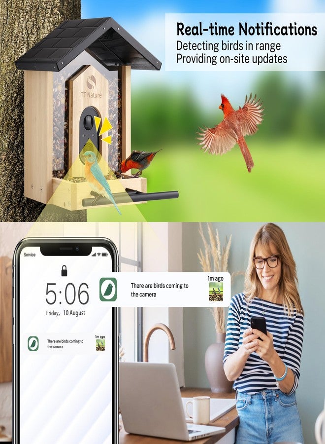 TT Nature Bird Feeder with Camera, Upgraded 1.5L Smart Feeder with AI ID for 10000+ Bird Species, Automatic Bird Catching and Notifications in Time - Image 3