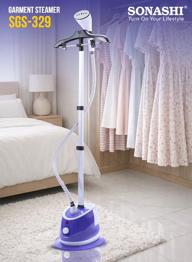 SONASHI Garment Steamer – Mechanical Control with 11 Fabric Levels | 1.7L Water Tank, 33–39g/min Steam Flow | Auto Power Off & Overheat Protection | Extendable Aluminium Pole, ABS Hanger | 1.7 L 2000 W SGS-329 Blue - Image 1