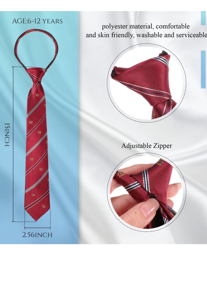 4 Pcs Adjustable Zipper Ties for Boys, Perfect for Kids Aged 6-12 Years - Ideal for Weddings, Graduations, School Uniforms, and Special Events.  - Image 2