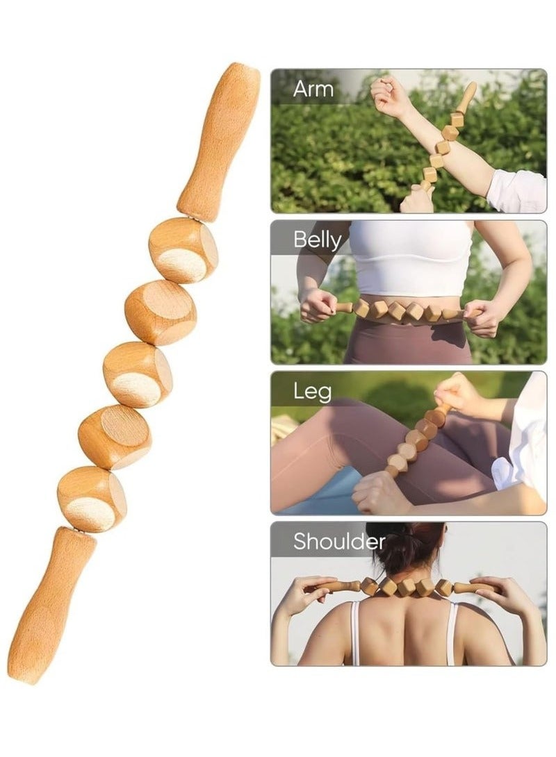 Arabest مجموعة أدوات تدليك الخشب 4 قطع - أدوات ميدروثيرابيا - مدلك خشبي - أسطوانة غوا شا خشبية - تدليك يدوي للعضلات لتخفيف السيلوليت والألم ونحت الجسم - Image 5