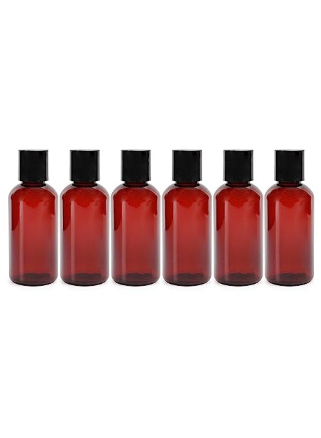 Cornucopia Brands 4oz Brown Plastic Squeeze Bottles wDisc Top Flip Cap 6Pack BPAFree Plastic Containers For Shampoo Lotions Liquid Soap Creams - Image 1