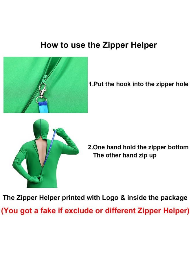 Full Bodysuit Include Zipper Helper Unisex Spandex Stretch Adult Costume Zentai Disappearing Man Body Suit, Black, M - Image 4