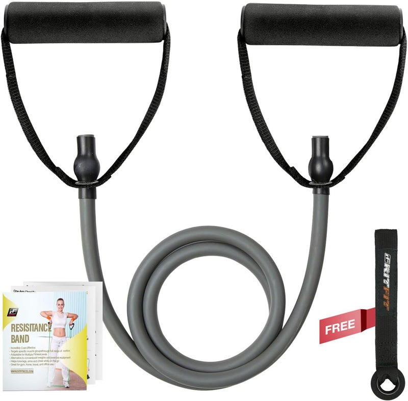 RitFit Single Resistance Exercise Band with Comfortable Handles - Ideal for Physical Therapy, Strength Training, Muscle Toning - Door Anchor and Starter Guide Included - Image 1