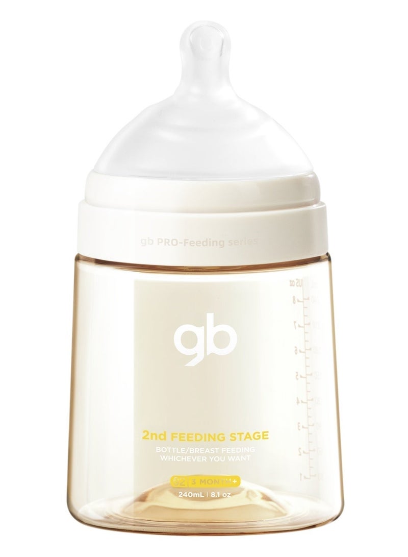 جي بي زجاجة رضاعة جود بيبي من سلسلة التغذية، سعة 240 مل - مصنوعة من مادة PPSU الخالية من مادة BPA، مضادة للمغص، سيليكون ناعم، مقبض مريح، سهلة التنظيف، مثالية لاحتياجات الأطفال حديثي الولادة والرضاعة الطبيعية، من 3 إلى 6 أشهر - Image 1