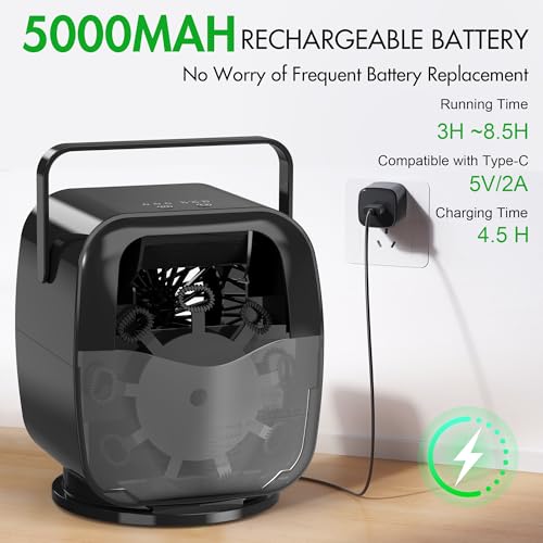 KIDWILL Rechargeable Bubble Machine Automatic Bubble Blower 5000mAh Power 90180360 Auto Rotation 3 Speeds Bubble Maker Toy for Toddler Kids Pets Parties Indoor Outdoor - Image 5