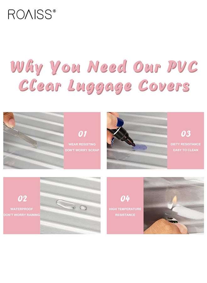 رويس مجموعة أغطية حماية شفافة عالمية مقاومة للماء لحقائب السفر بعجلات مقاس 20+24+28 بوصة، أغطية سميكة مقاومة للتآكل للسفر، يسهل التعرف على الأمتعة - Image 2