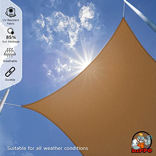 HIPPO Triangle Shade Sail Affordable & Premium 150 GSM Sun Shade UV Block for Outdoor Car Parking Garden (Beige, 16FTX16FTX16FT) - Image 2