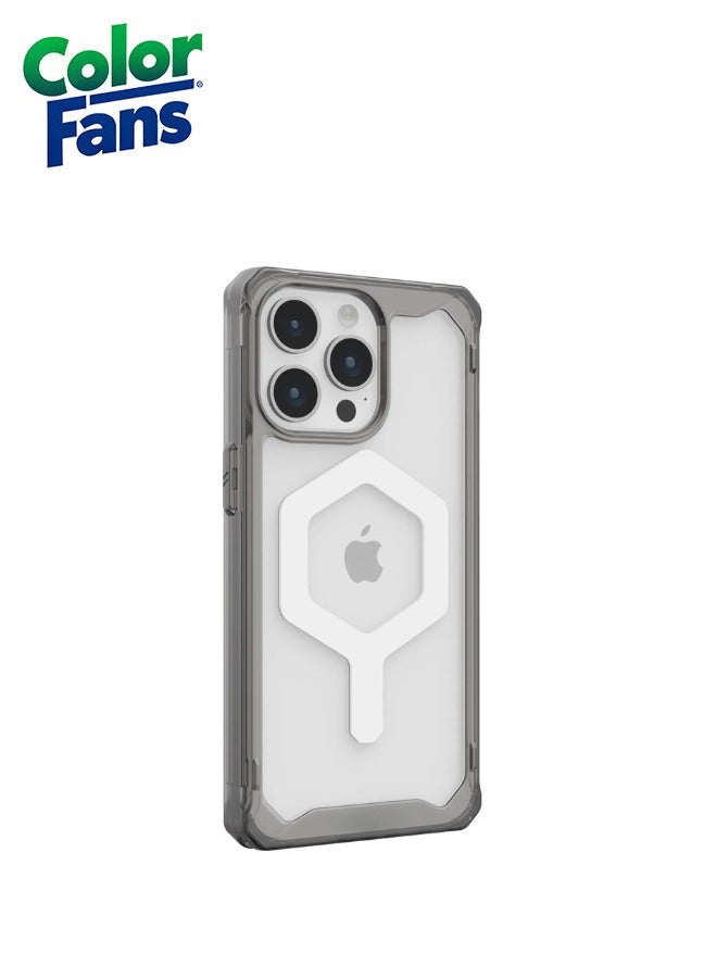Color Fans Case Compatible with iPhone 14 Pro Case Plyo Ash/White Built-in Magnet Compatible with Magnet Charging Rugged Anti-Yellowing Transparent Clear Protective Cover - Image 2