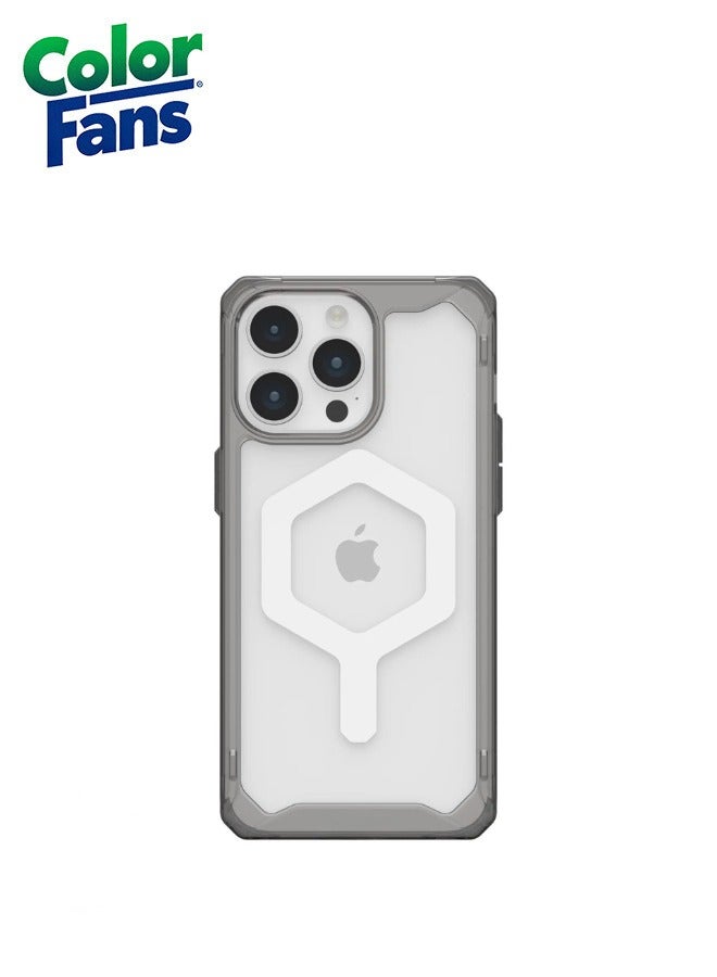 Color Fans Case Compatible with iPhone 14 Pro Case Plyo Ash/White Built-in Magnet Compatible with Magnet Charging Rugged Anti-Yellowing Transparent Clear Protective Cover - Image 3