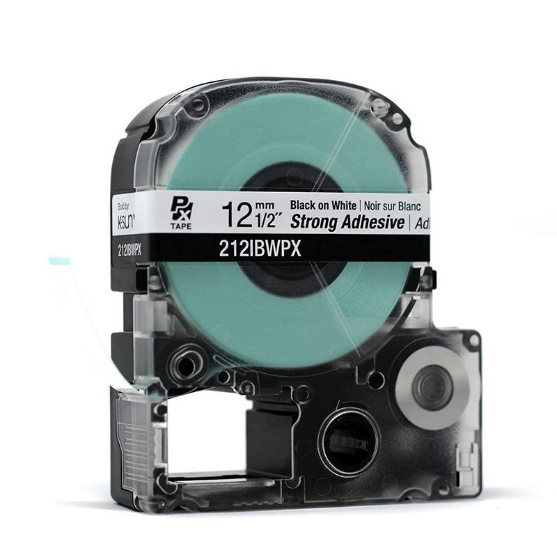 LABELWORKS Epson 212IBWPX Genuine PET (Polyester) Tape Cartridge - Black on White Strong Adhesive Standard Industrial Label Maker Tape - 1/2" (12MM) Wide, 30 ft - Image 3