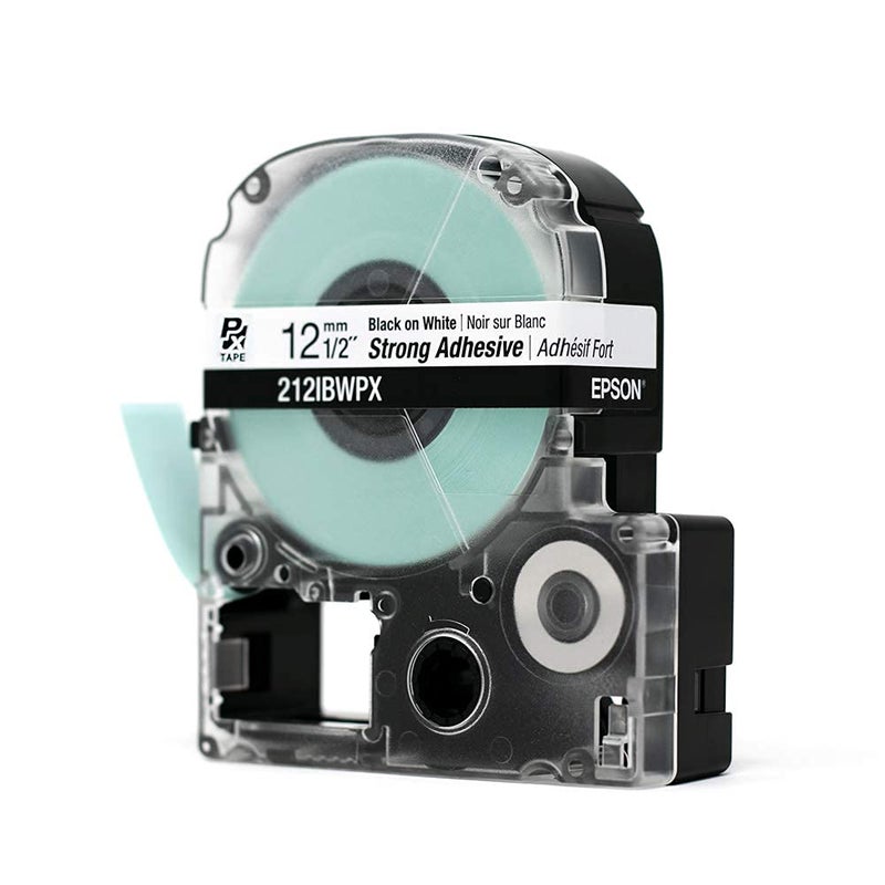 LABELWORKS Epson 212IBWPX Genuine PET (Polyester) Tape Cartridge - Black on White Strong Adhesive Standard Industrial Label Maker Tape - 1/2" (12MM) Wide, 30 ft - Image 4
