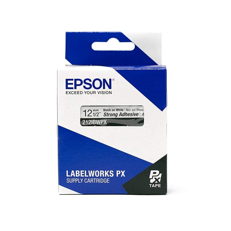 LABELWORKS Epson 212IBWPX Genuine PET (Polyester) Tape Cartridge - Black on White Strong Adhesive Standard Industrial Label Maker Tape - 1/2" (12MM) Wide, 30 ft - Image 5