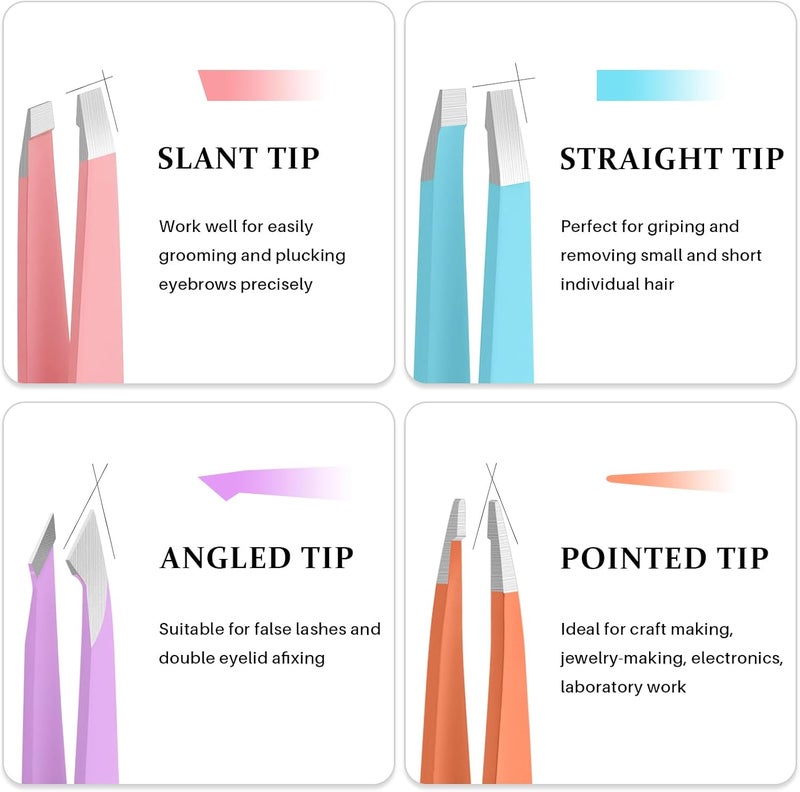 Leipple Tweezers for Women Facial Hair - Precision Tweezers Set with Travel Case - Stainless Steel with Scissor, Mirror (Pink) - Image 2