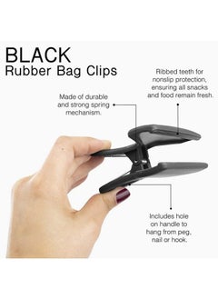COOK WITH COLOR Set Of 8 Bag Clips 2 Large Heavy Duty Chip Clips And 6 Refrigerator Magnet Clips For Food Storage With Air Tight Seal Grip For Snack Bags And Food Bags (Black)  - Image 3