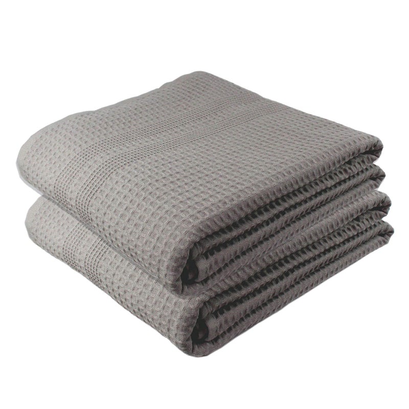 Gilden Tree GILDEN TREE Waffle Bath Sheet Large Bath Towels Quick Dry Thin Body Towels 40x80 Oversized Bath Towels for Adults 2 Pack Bath Sheet Set Classic Style Pewter 
