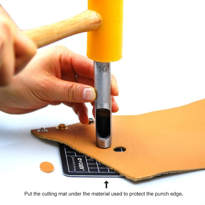 OWDEN 12Piece Leather Hole Punch Set with a Free Cutting mat,Leather Tool,Hollow Punch Set, Round Hole Punch Set,for Cutting of Soft Material - Image 5