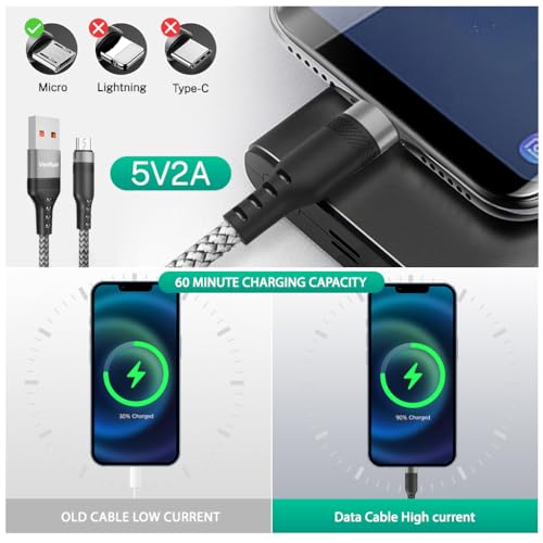 Verilux® USB A to USB Micro Charging Cable 16.4Ft/5M Braided Nylon Micro USB Charging Cable for Phone, Tablet, Android Enabled Mobile Devices 5V/2A Charging Data Cable, Support 480Mbps Data Sync - Image 2