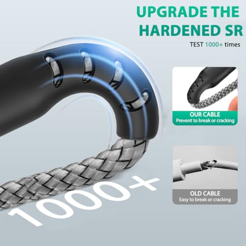 Verilux® USB A to USB Micro Charging Cable 16.4Ft/5M Braided Nylon Micro USB Charging Cable for Phone, Tablet, Android Enabled Mobile Devices 5V/2A Charging Data Cable, Support 480Mbps Data Sync - Image 4