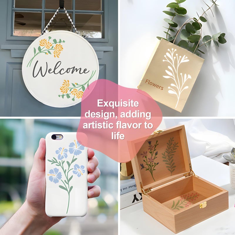 Felixcraft Flower Stencils for Painting, 18PCS 6x3 Inch Botanical Stencils for Crafts Reusable, Floral Drawing Templates for Wood Wall Canvas, Great for Card Making, Home Decor & DIY Projects - Image 4