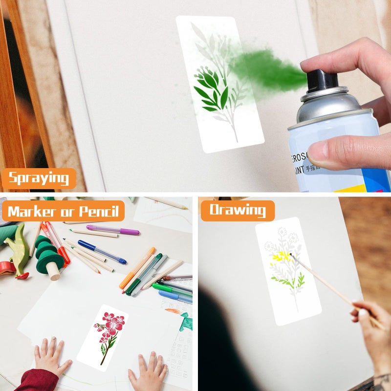 Felixcraft Flower Stencils for Painting, 18PCS 6x3 Inch Botanical Stencils for Crafts Reusable, Floral Drawing Templates for Wood Wall Canvas, Great for Card Making, Home Decor & DIY Projects - Image 5
