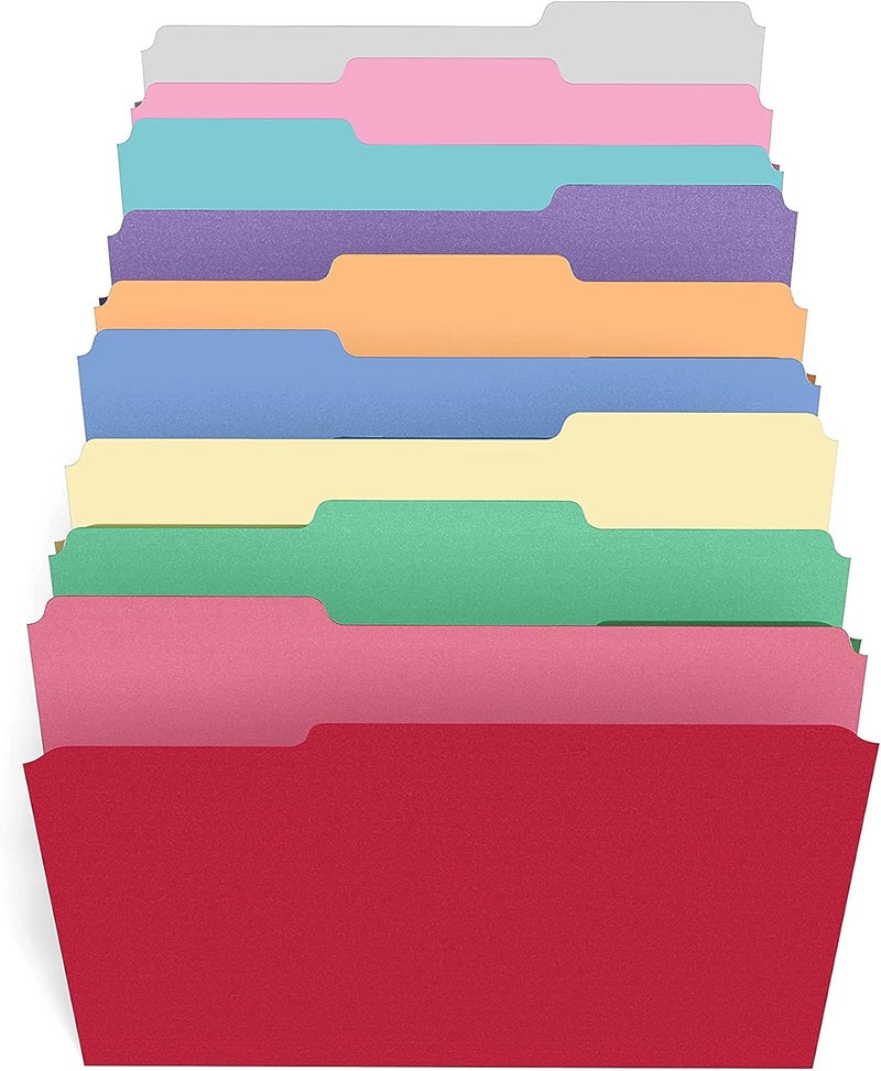Staples File Folders - Assorted Colors, 1/3-Cut Tabs, Letter Size, Durable 10.5-Point Stock, Pack of 100 - Image 4