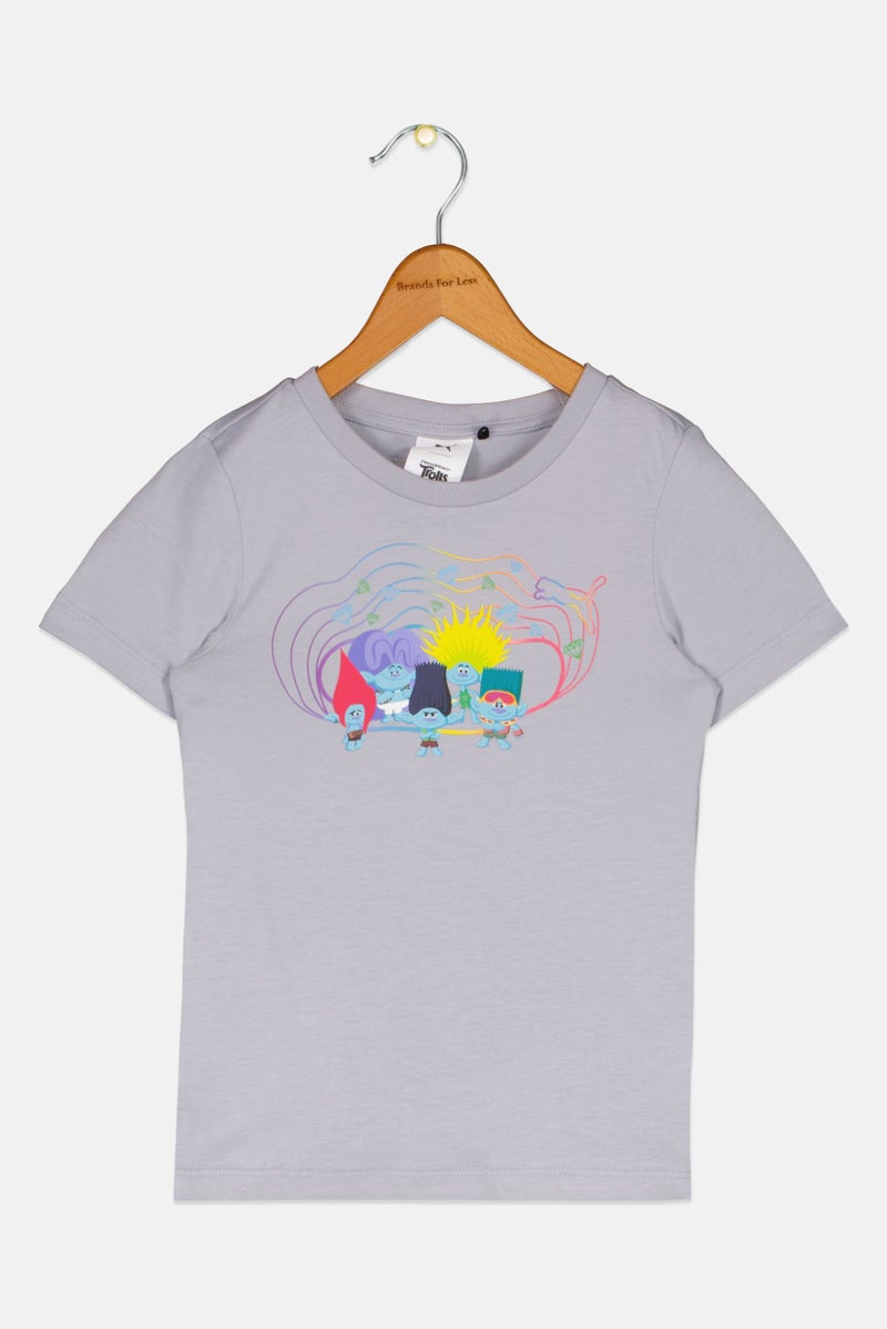 PUMA Puma x Trolls Kids Boy Sportswear Fit Short Sleeve Training T-Shirts, Grey  - Image 1