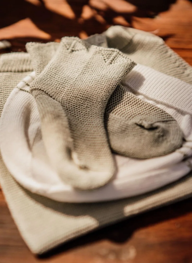 Wedoble Organic Cotton Fine Knit Booties - Dry Green, Wedoble
