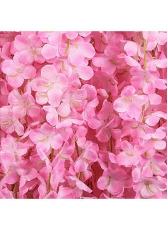 Home Buy Wisteria Hanging Flowers 12 Pack Fake Flower Garland Artificial Wisteria Vines Rattan Silk Flower String Wedding Party Wall Home Decorationsfuchsia  - Image 2