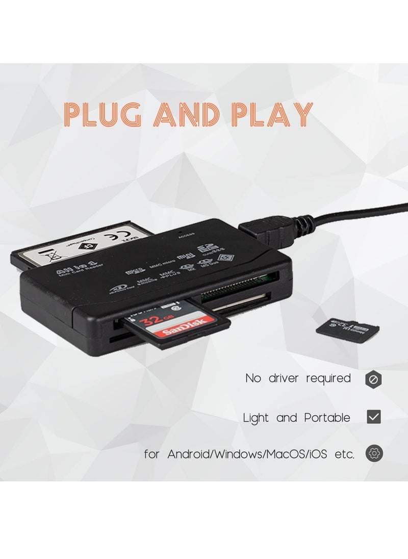 6 in 1 Memory Card Reader - Universal USB Card Reader for SD/Micro SD/CF/XD/MS Pro/M2 Card