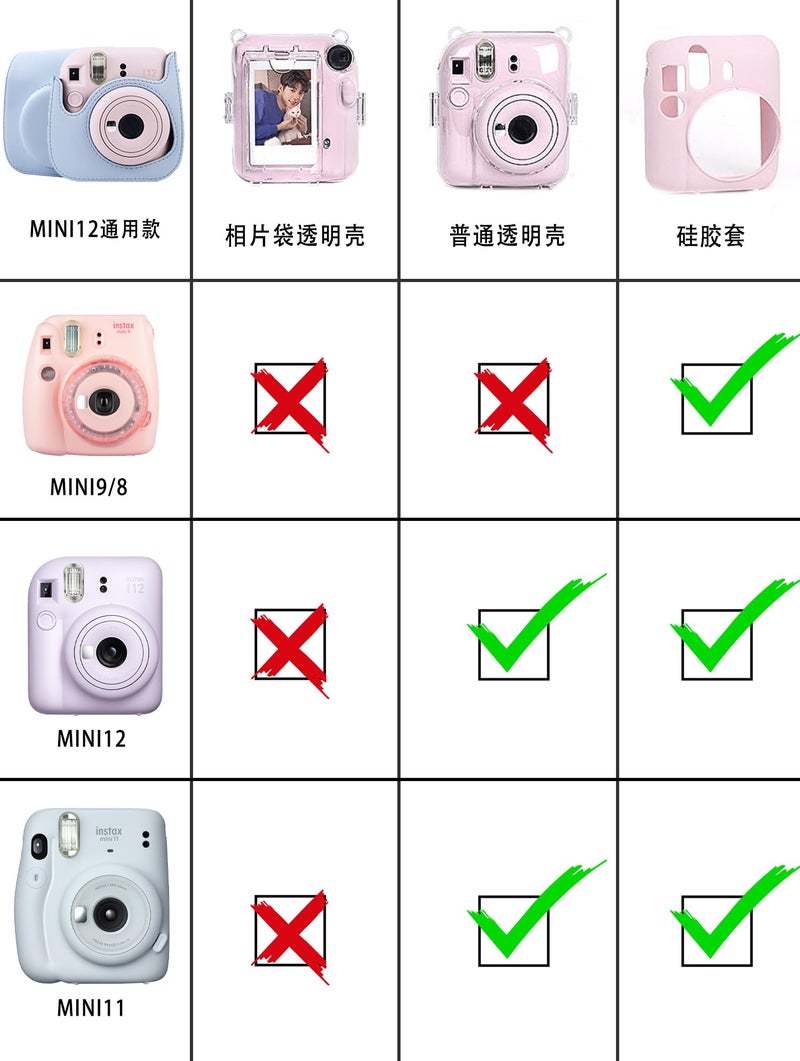 Frankmate Protective Case Compatible with Fujifilm Instax Mini 12 11 9 8 Instant Film Camera with Accessory Pocket and Adjustable Strap - Image 2
