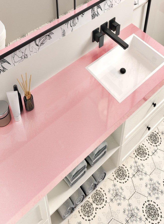 Wallercity Shiny Pink Contact Paper for Countertops Waterproof Wallpaper Peel and Stick Vinyl Countertop Contact Paper for Cabinets Self Adhesive Removable Glossy Pink Contact Paper for Drawers - Image 5